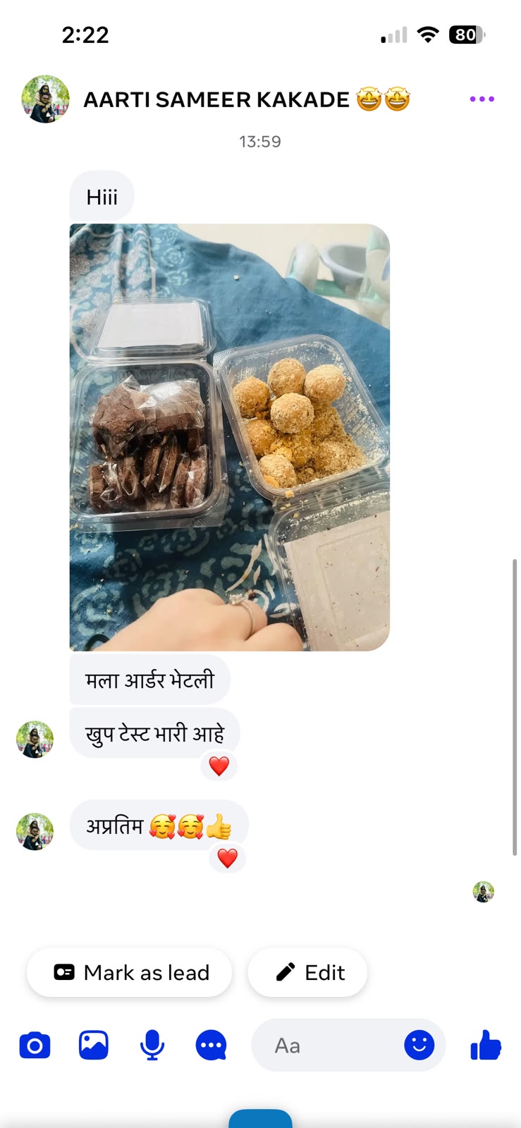 Customer review screenshot from Instagram